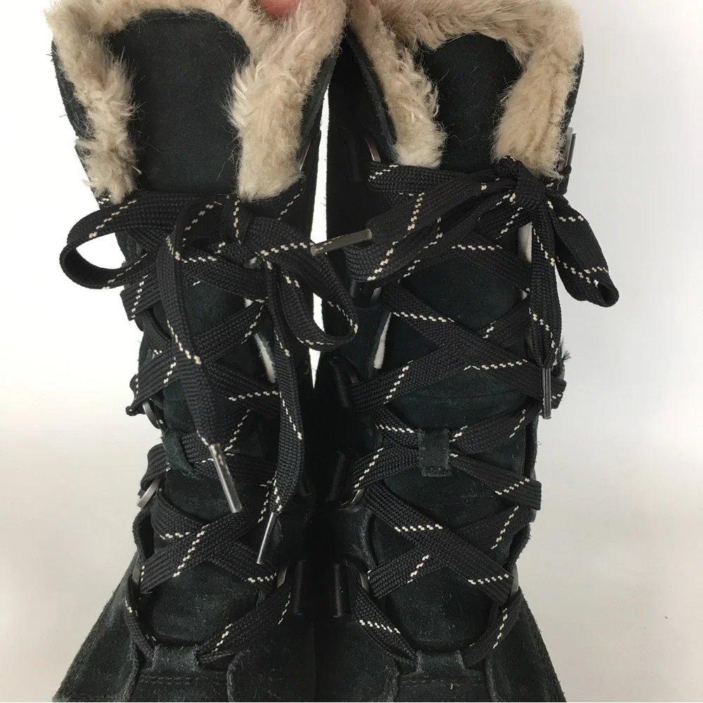 Sorel Tivoli Tall Waterproof Out Dry Boots Black Suede Faux Fur Lining Size 10.5 - Picture 7 of 16